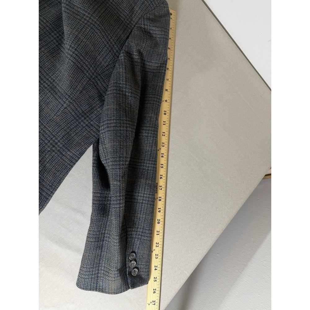 VINTAGE Brooks Brothers Blazer Size 46L Brown Houndstooth Plaid Union Wool USA - Picture 7 of 16